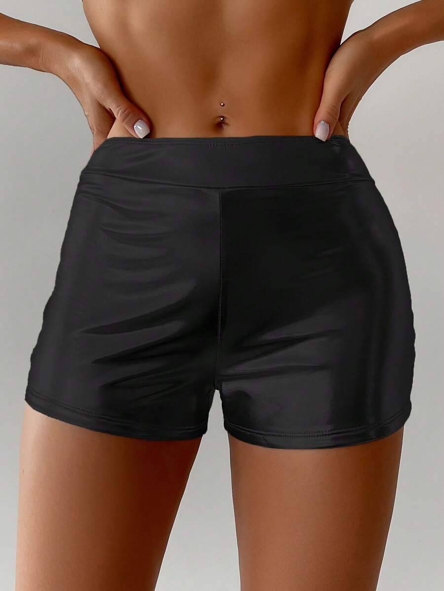 SHEIN Swim Women's Plain Color Beach Bikini Bottom Swimwear - Black - View 1