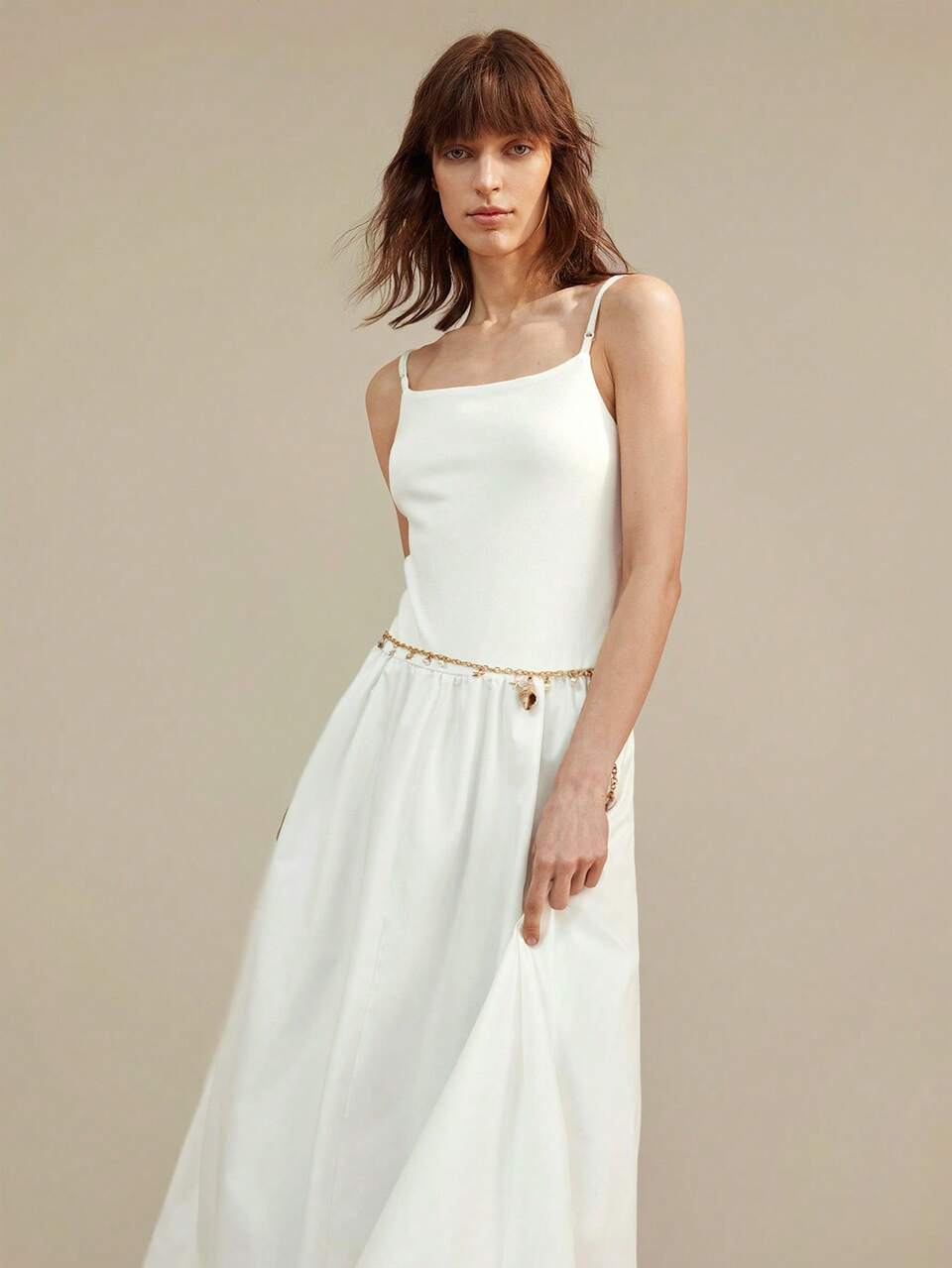 Women's Sleeveless White Summer Elegant Tea Party Holiday Casual Dress,Solid Color Ruffle Hem,Vacation Island Holiday Party Urban Wear