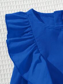 SHEIN Summer Cute Orange Ruffle Trim Vacation Dress For Baby Girl - Blue - View 6