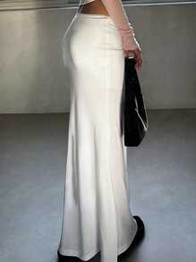 DAZY 女士低腰蕾丝边鱼尾裙 秋季半身裙 - 白色 - 查看 4