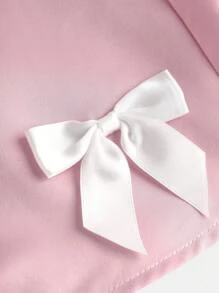 Girlism Tween Girls 优雅露肩拼色系带蝴蝶结无袖迷你连衣裙，春夏 - 粉色 - 查看 5