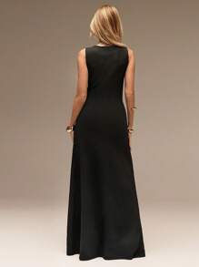 Avantive Spring&Summer Women Romantic/Prom/Formal/Birthday/90s Clothes/Business Casual Woman/Elegant/Western Wear/Going Out/Fashion/Casual/Y2k Clothes/Club/Office /Cocktail/Vintage/Bodycon/Rave Outfits Festival/Funny/Classy/Old Money/Streetwear/Vacation Outfits/Country Concert Outfit/Work Clothes /Modest/Spring Break/Bachelorette Outfits/Concert/Baddie/Basic/Graduation/A Line/Long/Black Maxi Dress - Black - View 2