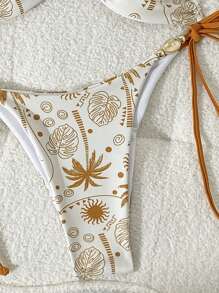Swim Mod Bikini dây mảnh màu trơn trang trí không dây trên và dưới buộc bên hông, Bộ bikini mùa hè cho nữ - Nhiều màu - Xem 4