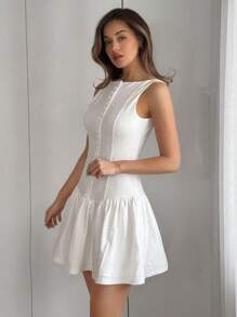 Firerie Damska letnia, elegancka, romantyczna, modna, seksowna, elegancka sukienka z dzianiny w kolorze białym, bez rękawów, na imprezę dla pań, na wakacje na plaży, na powrót do szkoły, na ukończenie szkoły, na romantyczne randki, na urodziny, na Wielkanoc, na brazylijski karnawał, na festiwale muzyczne, na wiosnę i lato, na ślub, na brunch, w stylu boho, w stylu wróżek - Biały - Zobacz 4