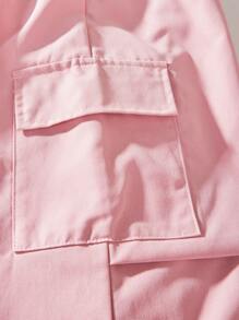 SHEIN Explorewe 2 件女童休闲可爱猫咪图案落肩宽松 T 恤和工装裤套装，幼儿 - 彩色 - 查看 6