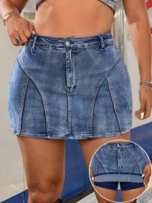 SHEIN ICON Spódnica z denimu nieelastycznego Y2K Streetwear Washed Non-Stretch