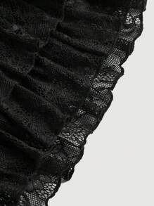 SHEIN MOD Women's Black Lace Ruffle Hem Mini Skirt,Valentine Day,Vacation Outfits Woman,Club Outfits Women Sexy