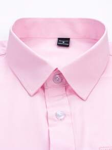 Manfinity Mode Embroidery Front Button Western Casual Short Sleeve Shirt For Summer - Pink - View 3