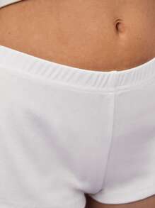 COUREZ 白色镂空超短短裤 夏季女装/Y2K/休闲复古 100%纯棉 - 白色 - 查看 7