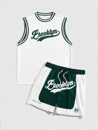 Prep Men's Prep Letter Graphic Trim Tank Top And Shorts Set