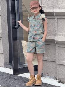 DAZY Tween Girl Denim Two Pieces Outfit, Fall,Back To School Clothes Vacation - Medium Wash - View 3