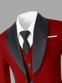 SHEIN Set de 3 piezas para niño preadolescente tipo caballero: Blazer informal + chaleco + pantalones, Vestido formal elegante para fiesta de cumpleaños, boda, bautizo, aniversario, ceremonia de graduación