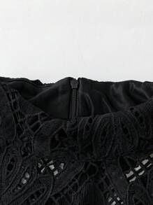 SHEIN Clasi Abito elegante da donna taglie forti, traforato, con ricami e bordi in pizzo