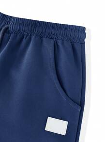 Manfinity Homme Men's Zipper Pocket Drawstring Waist Jogger Pants, Fall - Navy Blue - View 4