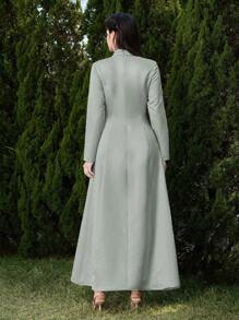 Modelyn Women's Elegant Diamond Decor Stand Collar Dress