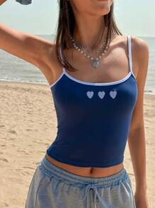 Jouncy 女士心形印花修身吊带背心