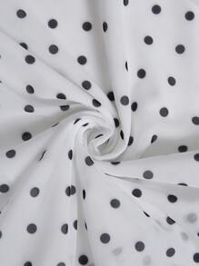 SHEIN Unity Women's Summer Polka Dot Mesh Dress With V-Neck, Vacation Style - White - View 6