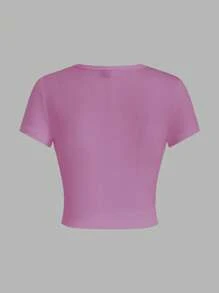 SHEIN EZwear 4件套休闲圆领短袖修身女式T恤，适合夏季穿着 - 彩色 - 查看 3