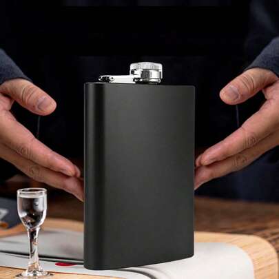 1 件装黑色不锈钢酒壶适用于户外露营便携式酒瓶