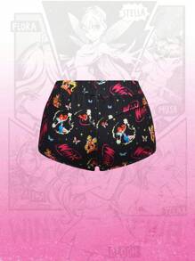 Winx Club X ROMWE 2pcs/Set Women Cartoon Print Sleeveless Halter Top And Shorts Set - Multicolor - View 6