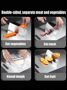 Tablas de cortar de acero inoxidable 304 Taima Titanio para cocina, tablas de cortar de acero para carne, frutas y verduras - Plateado - Ver 5