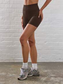 Musera Sport 罗纹腰带纯色运动短裤 夏季度假骑行短裤 健身房健身秋季瑜伽普拉提日常休闲