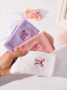 SV Pattern Studio 3 Pairs Bow Pattern Ladies Mid-Calf Socks, Summer Sets - Multicolor - View 3