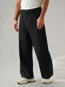 Manfinity EZcore 男士浅灰色宽松牛仔裤 黑色宽松牛仔裤 男士，垃圾摇滚