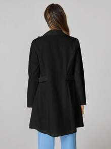 TaskEZ 实验室大褂/白色实验室大褂，长袖，简约时尚，适合夏季 - 黑色 - 查看 2