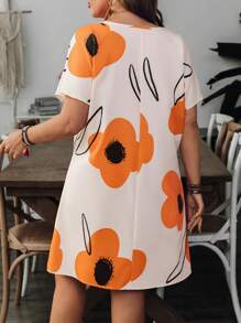 SHEIN VCAY Plus Size Floral Print Casual Dress - Multicolor - View 2