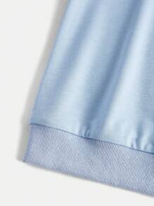 SHEIN Girlism 2 件装 Tween Girl 字母印花插肩袖 V 领宽松 T 恤和阔腿长裤套装 - 藍色 - 查看 13