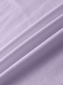 SHEIN EZwear 休闲修身泰迪熊图案圆领短袖女式 T 恤，适合夏季 - 紫色 - 查看 3