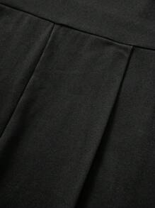 SHEIN Luźny, swobodny, minimalistyczny, czarny, bezrękawnik, luźny, szeroki kombinezon dla nastolatki
