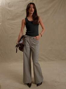 MUSERA Rib Knit Scoop Neck Fitted Sleeveless Tank Top For Spring Summer Cute Casual For Spring Y2K 90's Casual Cute Airport Holiday Winter Everyday Chic Sweater Spring - Black - View 5