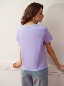 MOTF PREMIUM CAMISETA QUADRADA COM DETALHES EM STRASS - Roxo - Visão 4
