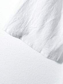 SHEIN PETITE CURVE Plus Size Vacation Casual Solid Color Lace Patchwork Blouse - White - View 5