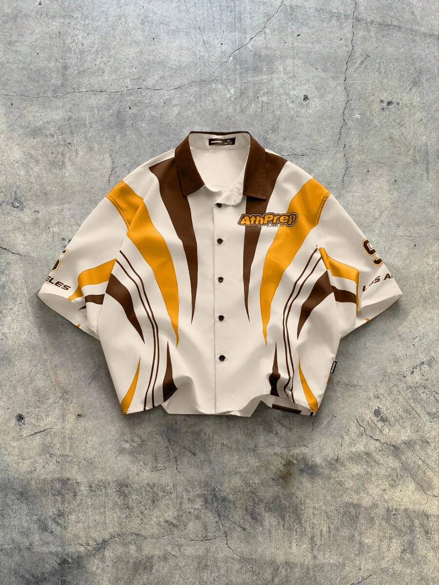 AXEPEAK Men's Oversized Digital Printed Casual Short Sleeve Woven Shirt - Multicolor - View 1