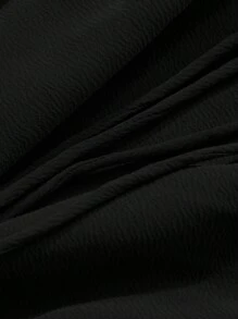 Livesso Vacation Style Ruffle Trim Flare Sleeve Tie Front Loose Plain Blouse For Women,Back To School Clothes Preppy Tops,Fall Women Clothes Long Sleeve Top - Black - View 6