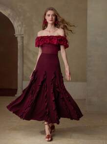 MOTF PREMIUM VÁY XUỐNG LỒI RUFFLE - Màu nâu  Mocha - Xem 5