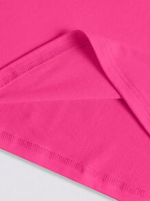 SHEIN LUNE 浪漫巴黎春夏图案印花休闲舒适百搭时尚女士长袖 T 恤 - 玫紅色 - 查看 3