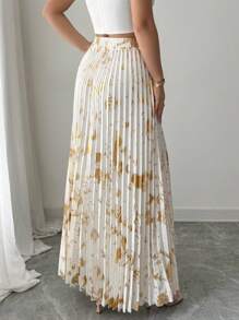 Rafferiza 女士箔褶度假派对百搭长裙 - 杏色 - 查看 2