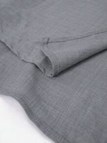 EMERY ROSE 2pcs Plus Size Women's Solid Color Long Sleeve Front Tie Blouse And Pants Two Pieces Casual Set Fall Cloth For Women - Grey - View 7