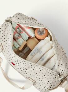 Cozy Pixies Bolso de tela con estampado de lunares en forma de corazón, adecuado como bolso de maternidad para mamás embarazadas para llevar al exterior