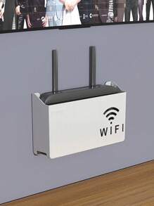 SHEIN 1PC Wall-Mounted WiFi Router Storage Box – Modern Fall Home Decor, Space-Saving Room Organizer With Cable Management, Aesthetic Wall Shelf For Living Room, Bedroom & Office – 2025 Home Improvement Accessory - White - View 3
