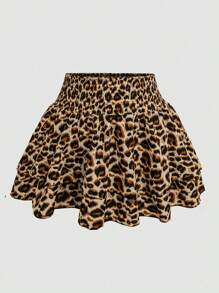 Sweetra Plus Size 2 Pieces Set Fashion Leopard Print Bandeau Top And Leopard Skirt - Multicolor - View 4