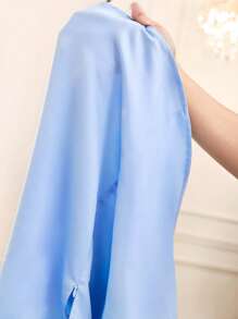 SHEIN Vestido formal elegante sin mangas con cuello redondo y lazo en la espalda para niña preadolescente - Celeste - Ver 8