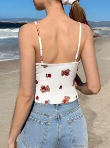 SHEIN EZwear Canotta da donna con stampa floreale in pizzo