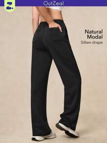 OutZeal Pantalones anchos de cintura alta y suaves con ajuste de cintura, pantalones de trabajo para todo el día para mujer