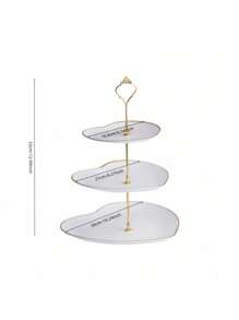 三层心形蛋糕架，适用于创意婚礼、生日派对、糖果、甜点、下午茶、情人节、情人节婚礼、生日、派对礼品、派对、情人节、黑色情人节、情人节婚礼 - 白色 - 查看 2