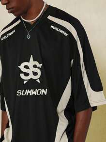 Sumwon Worldwide 运动球衣顶级性能冰球风格街头服饰 T 恤运动队灵感都市时尚宣言单品 - 黑色 - 查看 3